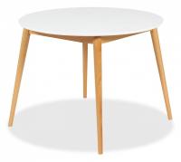 Стол круглый раскладной обеденный BOSCO (Боско) основание бук, столешница мдф, 100*75*100+30см, Белый+Натуральный ( Бук)