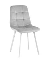 Стул Chilly велюр серебристый ножки белые. Фото №1