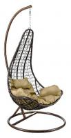 Кресло подвесное (mod. SC-010) с подушкой Металл/Искусственный ротанг, стойка:105х105х195см корзина:78х68х125см, стойка:медный,корзина:корич. Фото №1