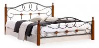 Кровать AT-822 дерево гевея/металл, 180*200 см (King bed), красный дуб/черный фото Кровать AT-822 дерево гевея/металл, 180*200 см (King bed), красный дуб/черный. Фото №1