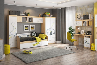 Форсаж Шкаф комбинированный (с ящ. 2-створчатый) дуб сонома/белый. Фото