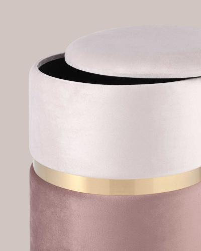 Пуф Кэрри с ящиком велюр розовый. Фото №5