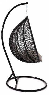 Кресло подвесное (mod. SC-001) с подушкой Металл/Искусственный ротанг, стойка:105х105х195см корзина:105х68х118см, стойка:черный,корзина:черн. Фото №2