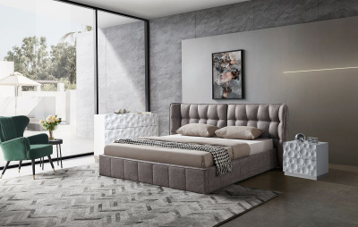 Кровать HUSK 8705 темно-бежевая с ящиком для белья фото Кровать HUSK 8705 темно-бежевая с ящиком для белья. Фото