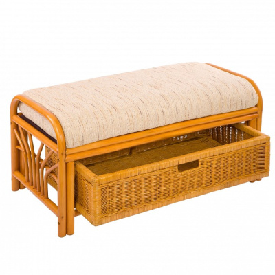 Пуф с подушкой цвет каркаса Коньячный, цвет подушки сиденья Бежевый. Фото