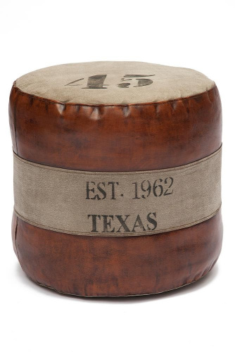 Пуф Secret De Maison Техас (Texac) 8030 с отделкой из натуральной кожи (Коричневый Лофт). Фото №1
