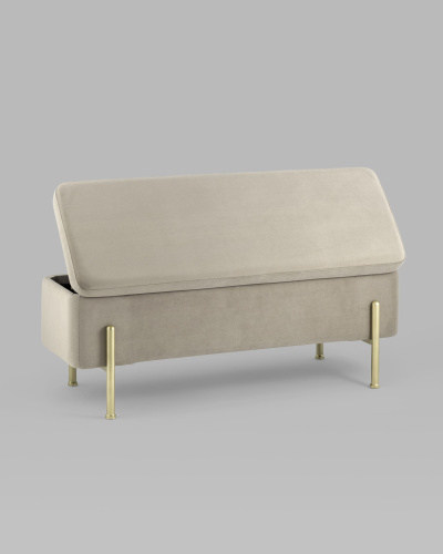 Банкетка Болейн с ящиком велюр бежевый. Фото №7