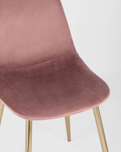 Стул Валенсия велюр пыльно-розовый золотые ножки. Фото №9