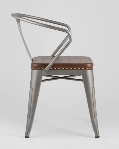 Стул TOLIX ARMS SOFT с подлокотниками серебристый. Фото №5