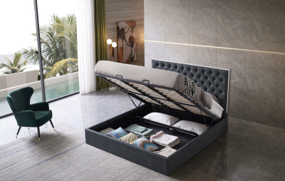 Кровать LBD1704 серая с ящиком для белья фото Кровать LBD1704 серая с ящиком для белья. Фото