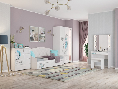 Гламур Шкаф 3-створчатый  белый/белый глянец. Фото №2