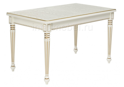 Стол деревянный Леджер слоновая кость / патина золото. Фото №1