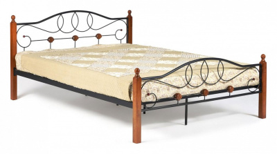 Кровать AT-822 Wood slat base дерево гевея/металл, 160*200 см (Queen bed), красный дуб/черный фото Кровать AT-822 Wood slat base дерево гевея/металл, 160*200 см (Queen bed), красный дуб/черный. Фото №2