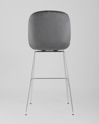 Стул барный Beetle со спинкой серый хромированные ножки. Фото №6