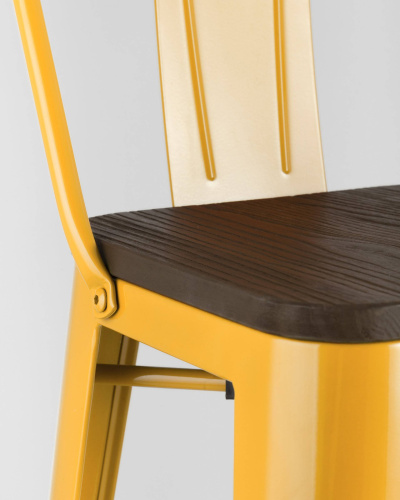 Стул барный TOLIX WOOD со спинкой желтый. Фото №9