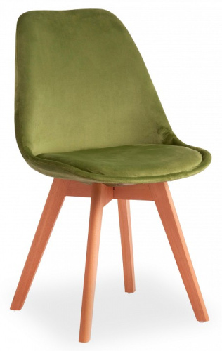 Стул Secret De Maison TULIP SOFT (mod. 74) / / 1 шт. в упаковке вельвет/дерево , 54 х 47 х 83 см , зеленый (HLR 54)/натуральный. Фото №1