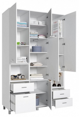 Шкаф комбинированный Polini Kids Mirum, белый. Фото