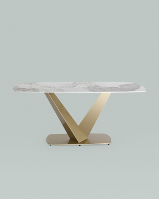 Стол обеденный Аврора 180*90 керамика светлая фото Стол обеденный Аврора 180*90 керамика светлая. Фото №4