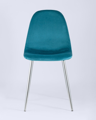 Стул Валенсия велюр темно-бирюзовый хромированные ножки. Фото