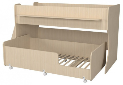 Кровать двухъярусная Р444, древесина коричневая светлая дуб фото Кровать двухъярусная Р444, древесина коричневая светлая дуб. Фото №3