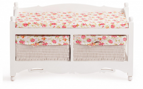 Обувница с 2-я корзинами Secret De Maison RIMI ( mod.TT-BH003 ) МДФ+Павловния, 80*33*47, Белый (White). Фото №1