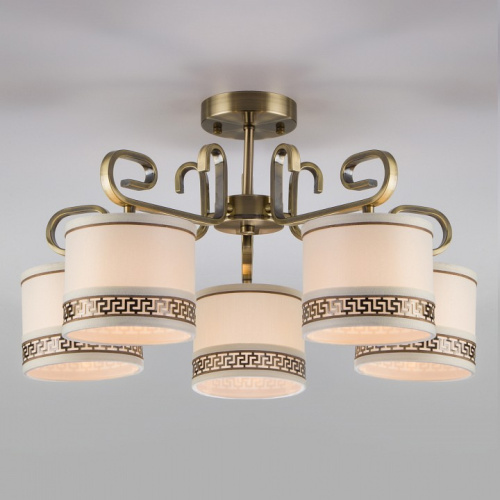 Потолочная люстра Eurosvet Frangia 60086/5 античная бронза фото Потолочная люстра Eurosvet Frangia 60086/5 античная бронза. Фото №1