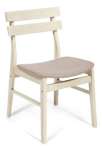 CT 8805 Стул Fes с мягким сиденьем дерево гевея, 53,5*47,5*76,5см, античный белый, ткань бежевая (FG22616-16) (поставляется по 4 шт). Фото №1