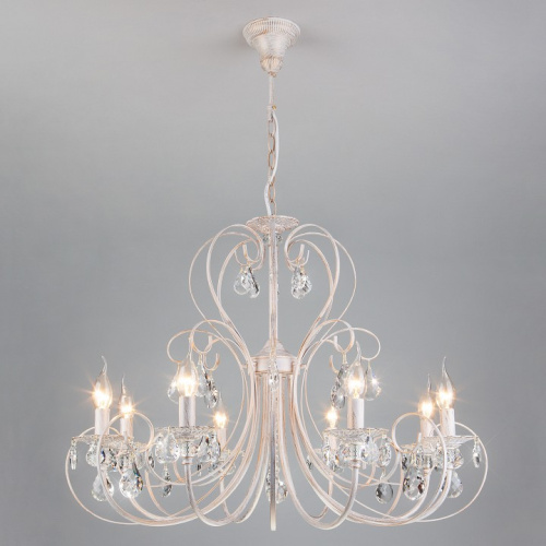 Подвесная люстра Eurosvet Alda 3305/8 белый с золотом/прозрачный хрусталь Strotskis. Фото №2