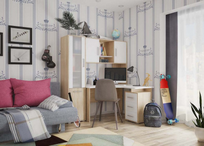 Лайт-2 Стеллаж дуб сонома/белый. Фото