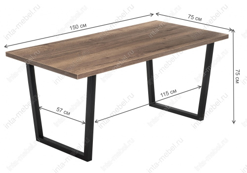 Стол деревянный Эльпатия 150 дуб велингтон / черный матовый. Фото №2